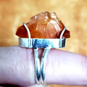 New Rough Carnelian Silver Ring.